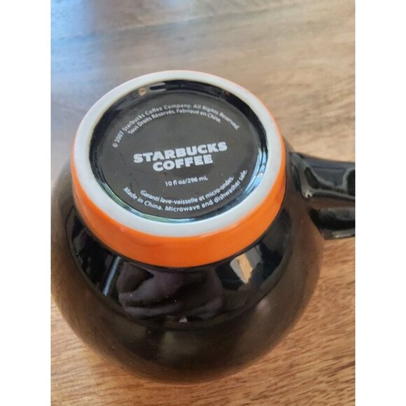 Starbucks 2007 HALLOWEEN Jack O’ Lantern PUMPKIN COFFEE Mug Cup Black/Orange - Picture 5 of 5